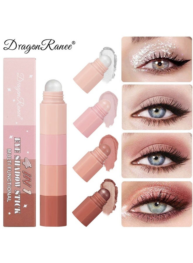 راني دراجون قلم ظل العيون متعدد الاستخدامات - 4 ألوان وظلال القلم وأحمر الخدود 4 في 1 ، قلم ظل عيون طويل الأمد، مناسب للبشرة، غير طيني، طويل الأمد، مقاوم للحرارة / خالي من التجارب على الحيوانات (#A) وردي عاري - Image 1